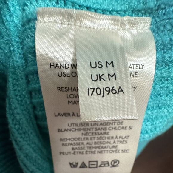 Free People Sweater Medium Womens Slouchy Ribbed Oversized Turquoise Minimalist - Picture 6 of 10
